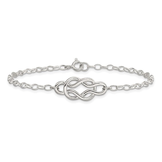 Sterling Silver Polished Fancy Knot Link Bracelet