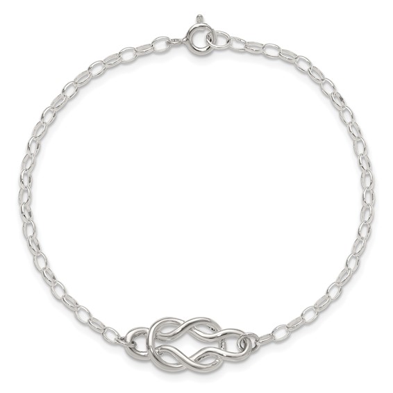 Sterling Silver Polished Fancy Knot Link Bracelet
