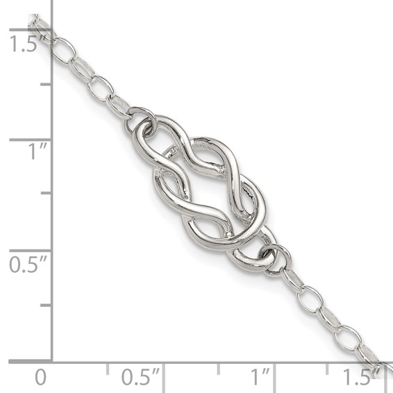 Sterling Silver Polished Fancy Knot Link Bracelet