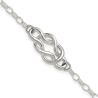 Sterling Silver Polished Fancy Knot Link Bracelet