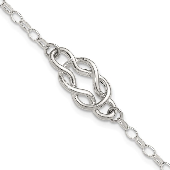 Sterling Silver Polished Fancy Knot Link Bracelet