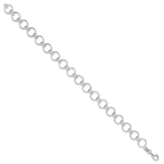 Sterling Silver Polished Circle Link 7.25in Bracelet