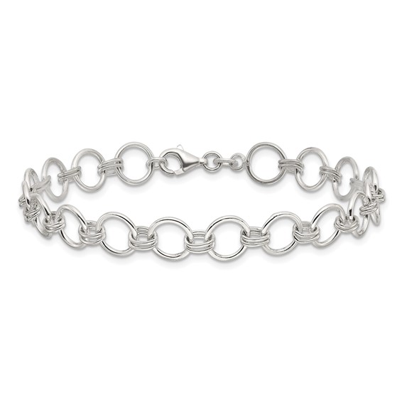 Sterling Silver Polished Circle Link 7.25in Bracelet
