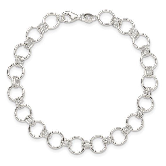 Sterling Silver Polished Circle Link 7.25in Bracelet