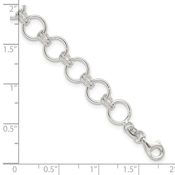 Sterling Silver Polished Circle Link 7.25in Bracelet