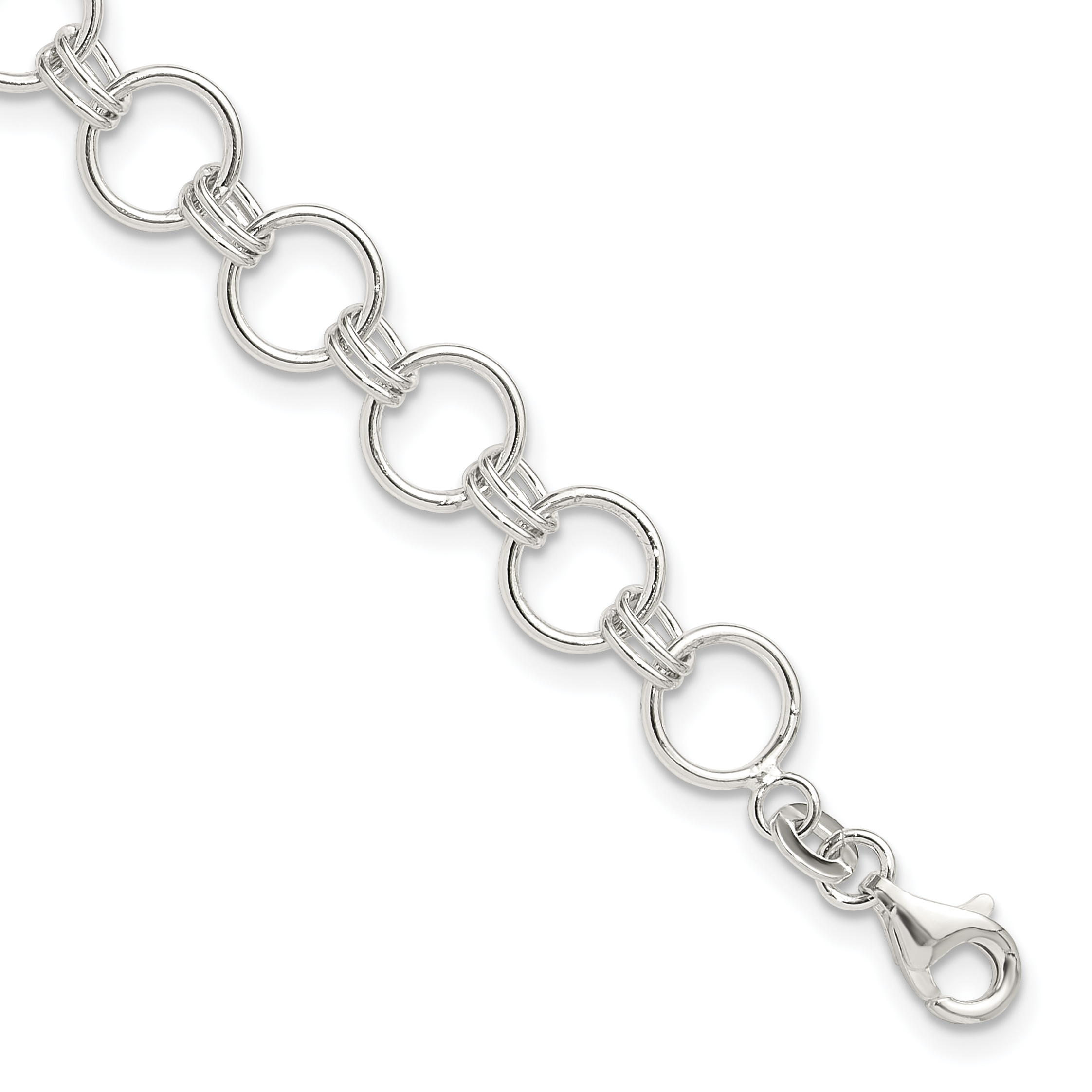 Sterling Silver Polished Circle Link 7.25in Bracelet (QG6392-7.25)