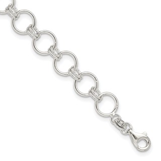 Sterling Silver Polished Circle Link 7.25in Bracelet