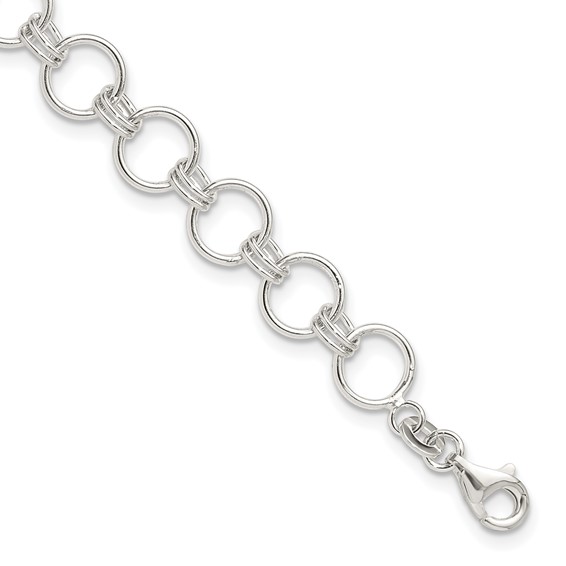 Sterling Silver Polished Circle Link 7.25in Bracelet