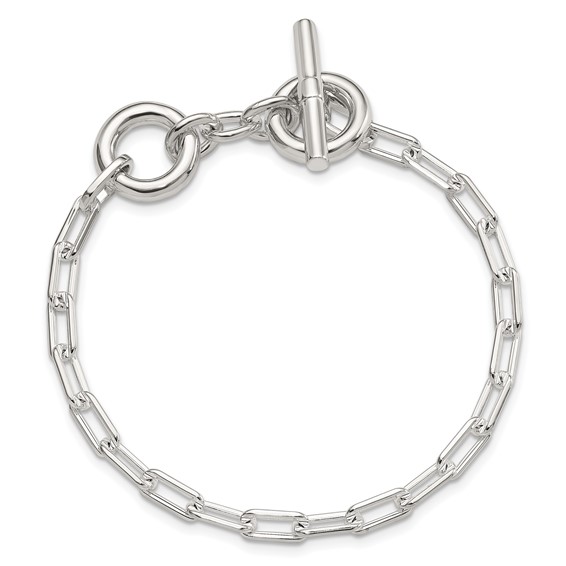 Sterling Silver Open Link 6.5in with 1in ext. Toggle Bracelet