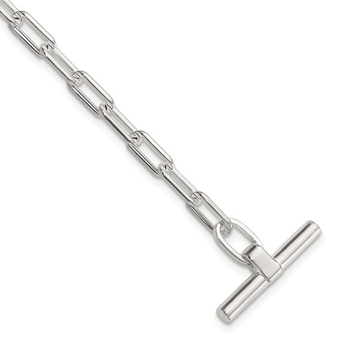 Sterling Silver Open Link 6.5in with 1in ext. Toggle Bracelet