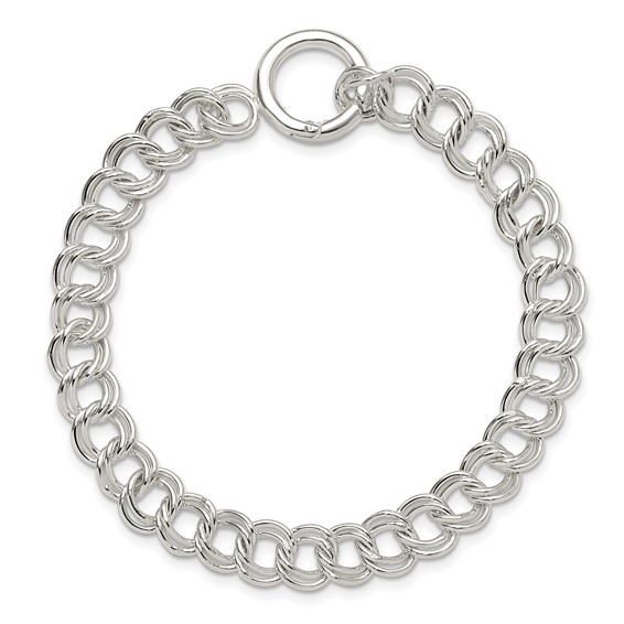 Sterling Silver Polished Double Link 8in Charm Bracelet