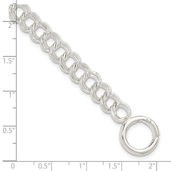 Sterling Silver Polished Double Link 8in Charm Bracelet