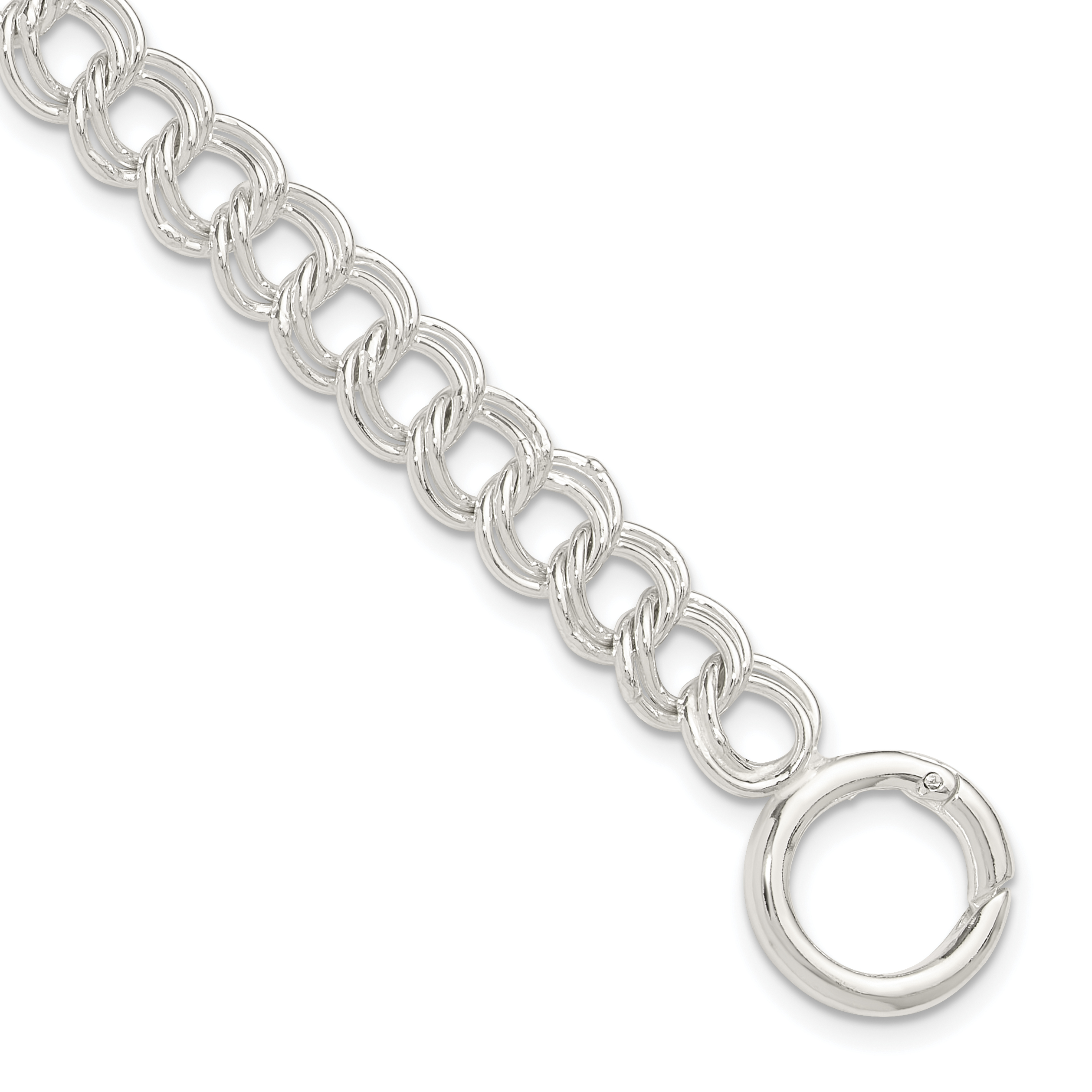 Sterling Silver Polished Double Link 7in Charm Bracelet (QG6399-7)