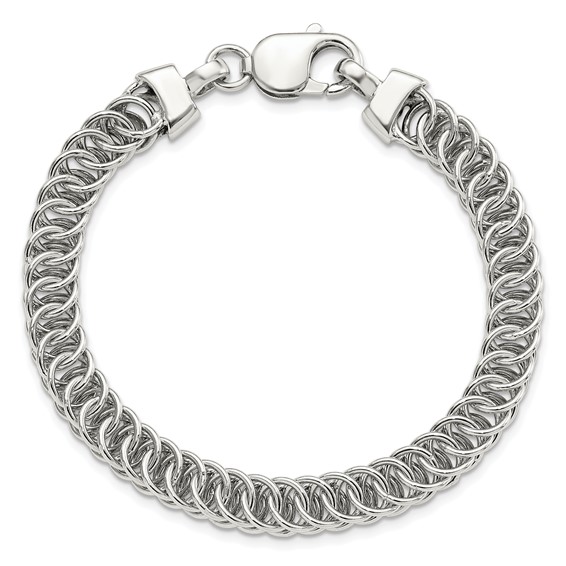 Sterling Silver Rhodium-plated Fancy Link 7.5in Bracelet