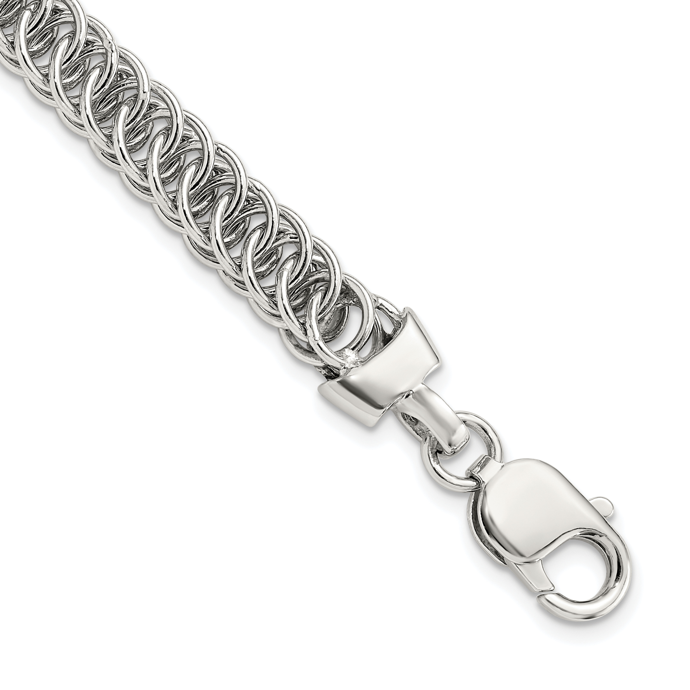 Sterling Silver Rhodium-plated Fancy Link 7.5in Bracelet (QG6403-7.5)