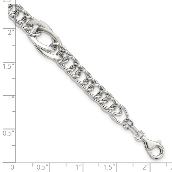 Sterling Silver Rhodium-plated Polished Fancy Link 7.5in Bracelet