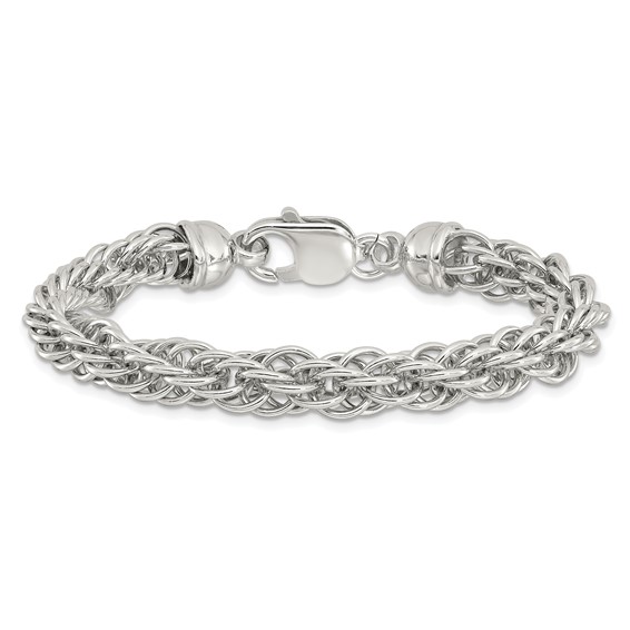 Sterling Silver Rhodium-plated Fancy Twisted 7.5in Link Bracelet