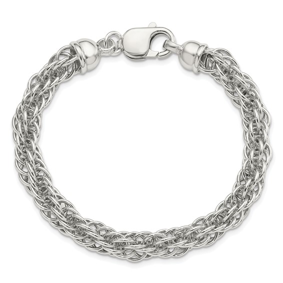 Sterling Silver Rhodium-plated Fancy Twisted 7.5in Link Bracelet