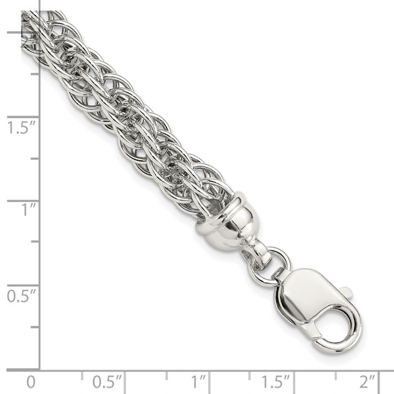 Sterling Silver Rhodium-plated Fancy Twisted 7.5in Link Bracelet