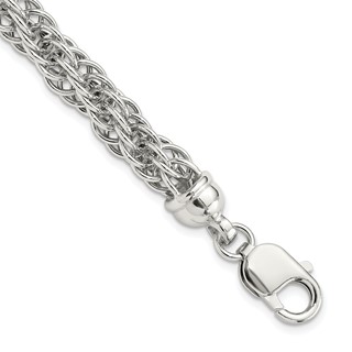 Sterling Silver Rhodium-plated Fancy Twisted 7.5in Link Bracelet