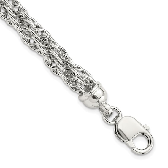 Sterling Silver Rhodium-plated Fancy Twisted 7.5in Link Bracelet
