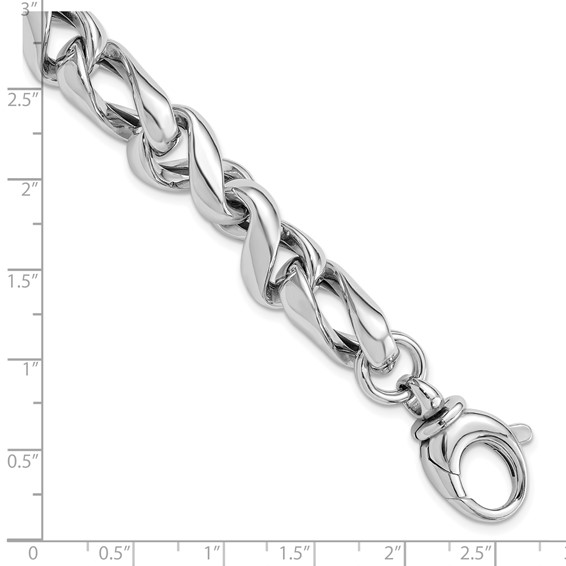 Sterling Silver Rhodium-plated Hollow Link 7.5in w/.5in Ext Bracelet