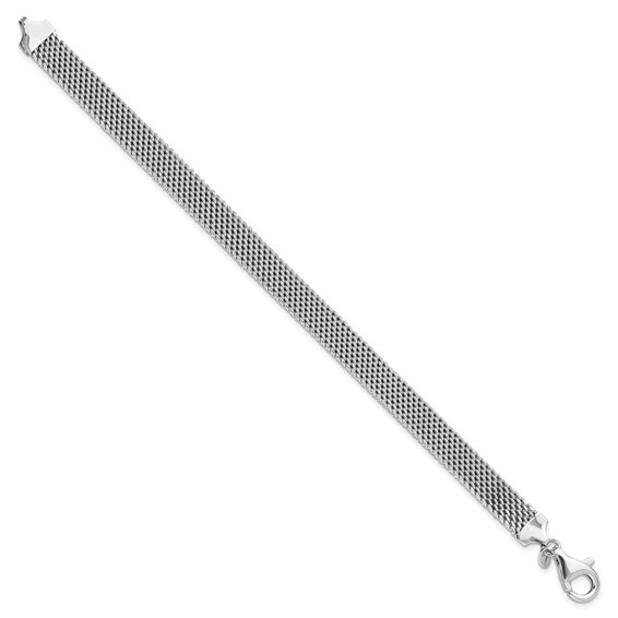 Sterling Silver Rhodium-plated Polished 7.5in 8mm Mesh Woven Bracelet