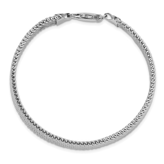 Sterling Silver Rhodium-plated Polished 7.5in 8mm Mesh Woven Bracelet