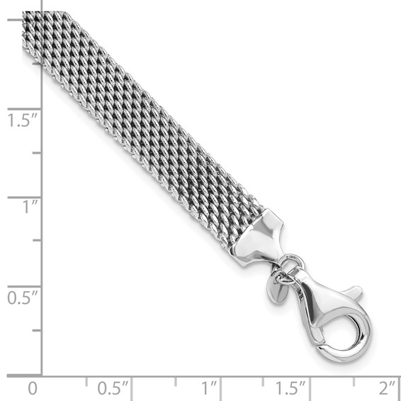Sterling Silver Rhodium-plated Polished 7.5in 8mm Mesh Woven Bracelet