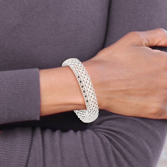 Sterling Silver Polished 11.5mm Bismark 7in Bracelet