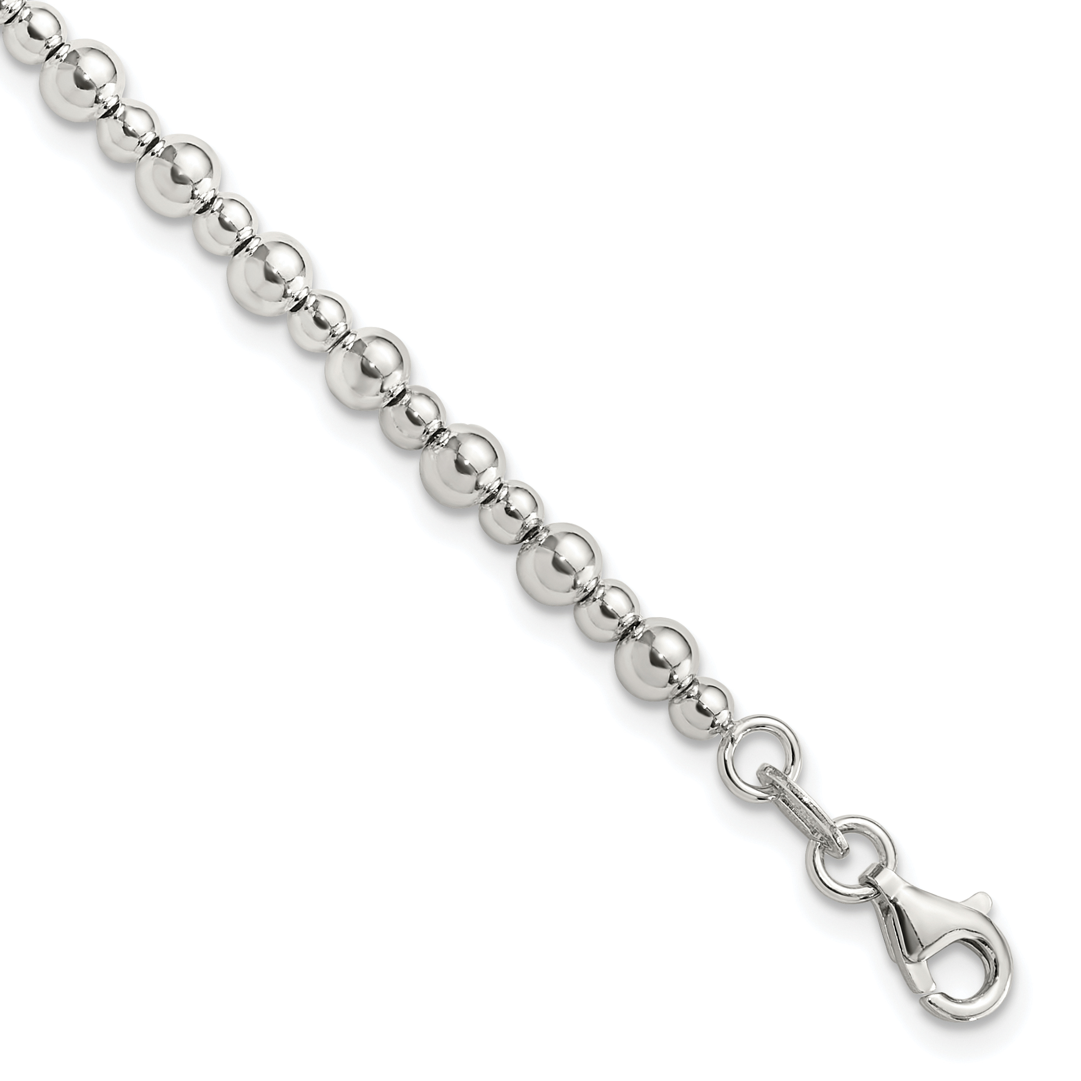 Sterling Silver Rhodium-plated Beaded 7.5in Bracelet (QG6420-7.5)