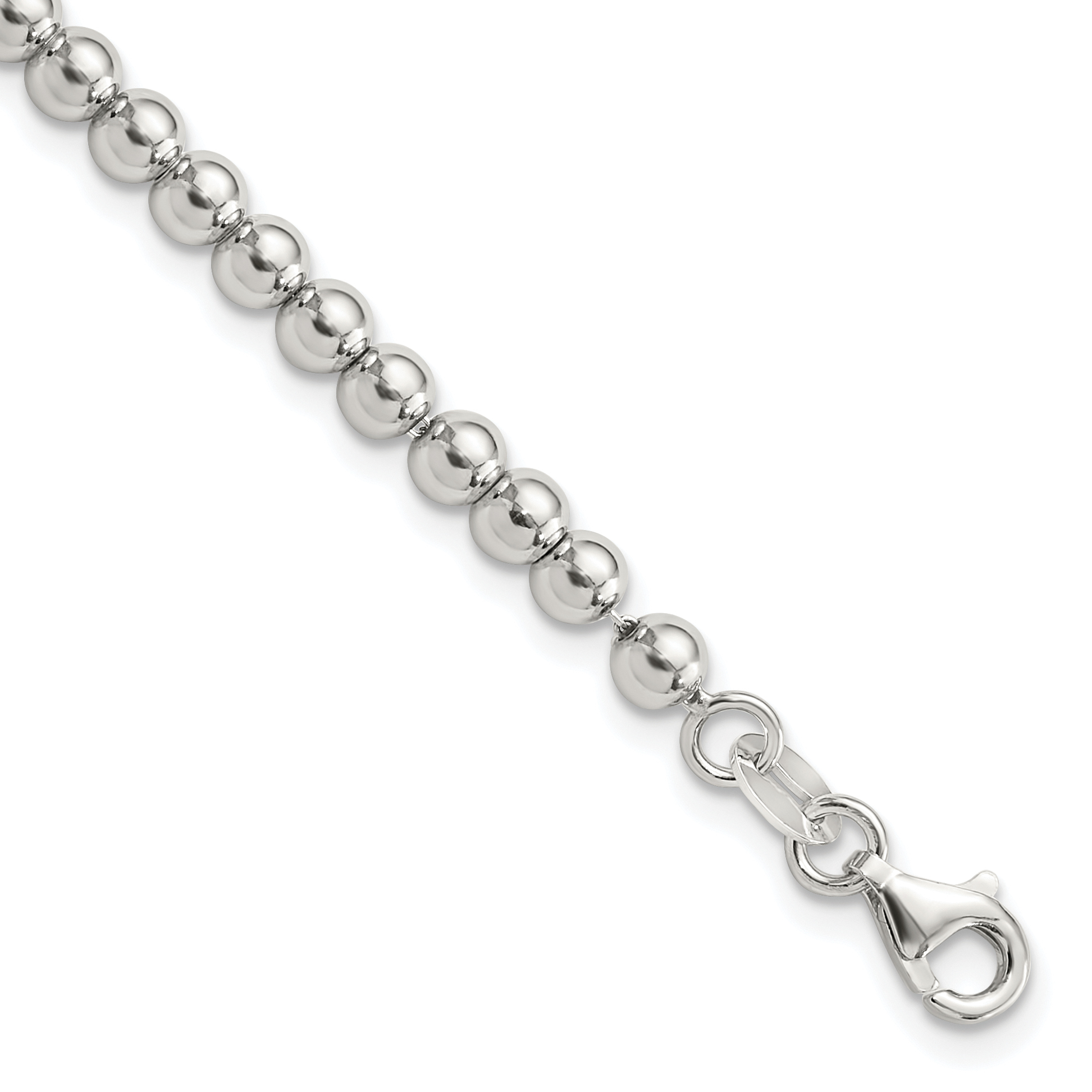 Sterling Silver Rhodium-plated 4mm Beaded 7.5in Bracelet (QG6421-7.5)