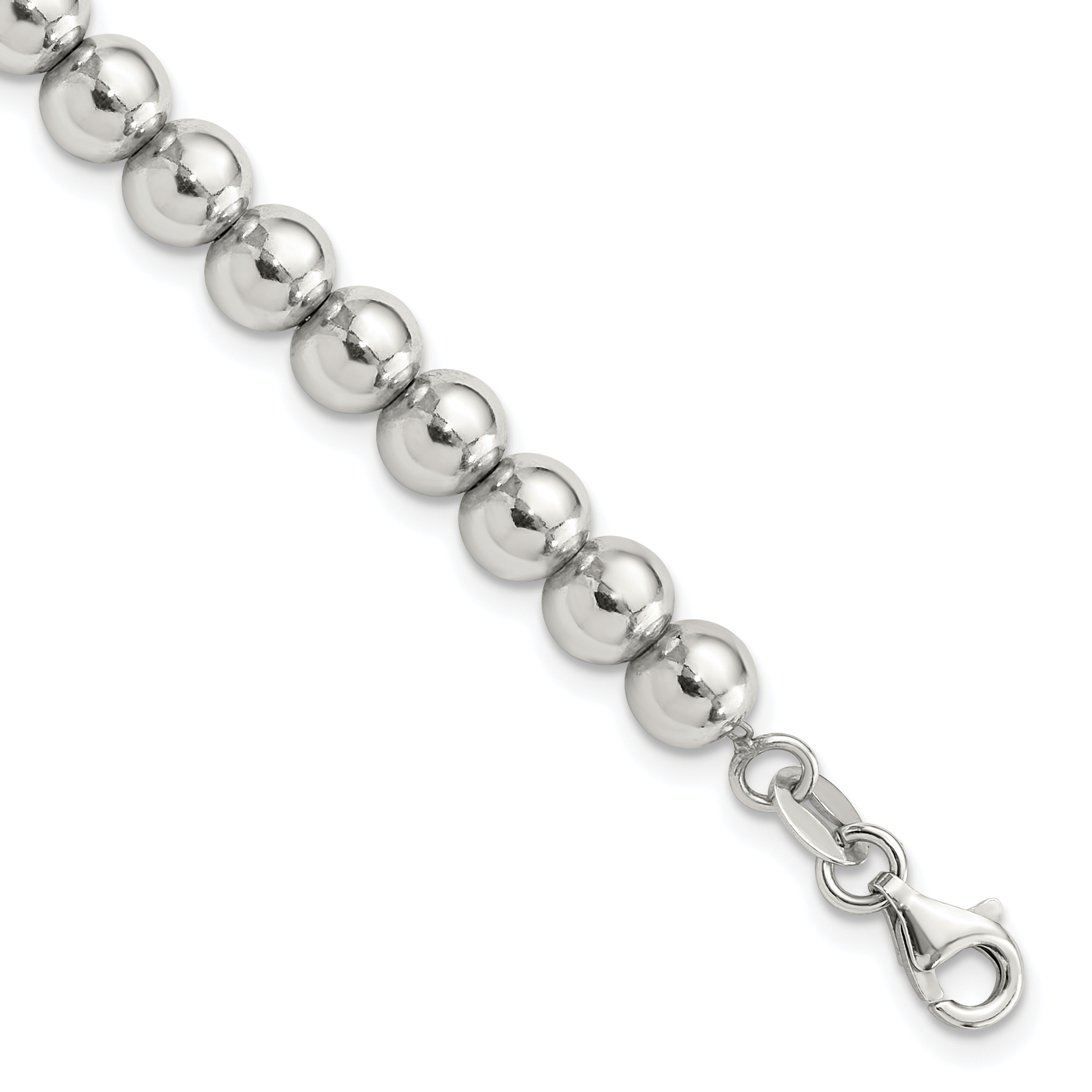 Sterling Silver Rhodium-plated 6mm Beaded 7.5in Bracelet (QG6422-7.5)