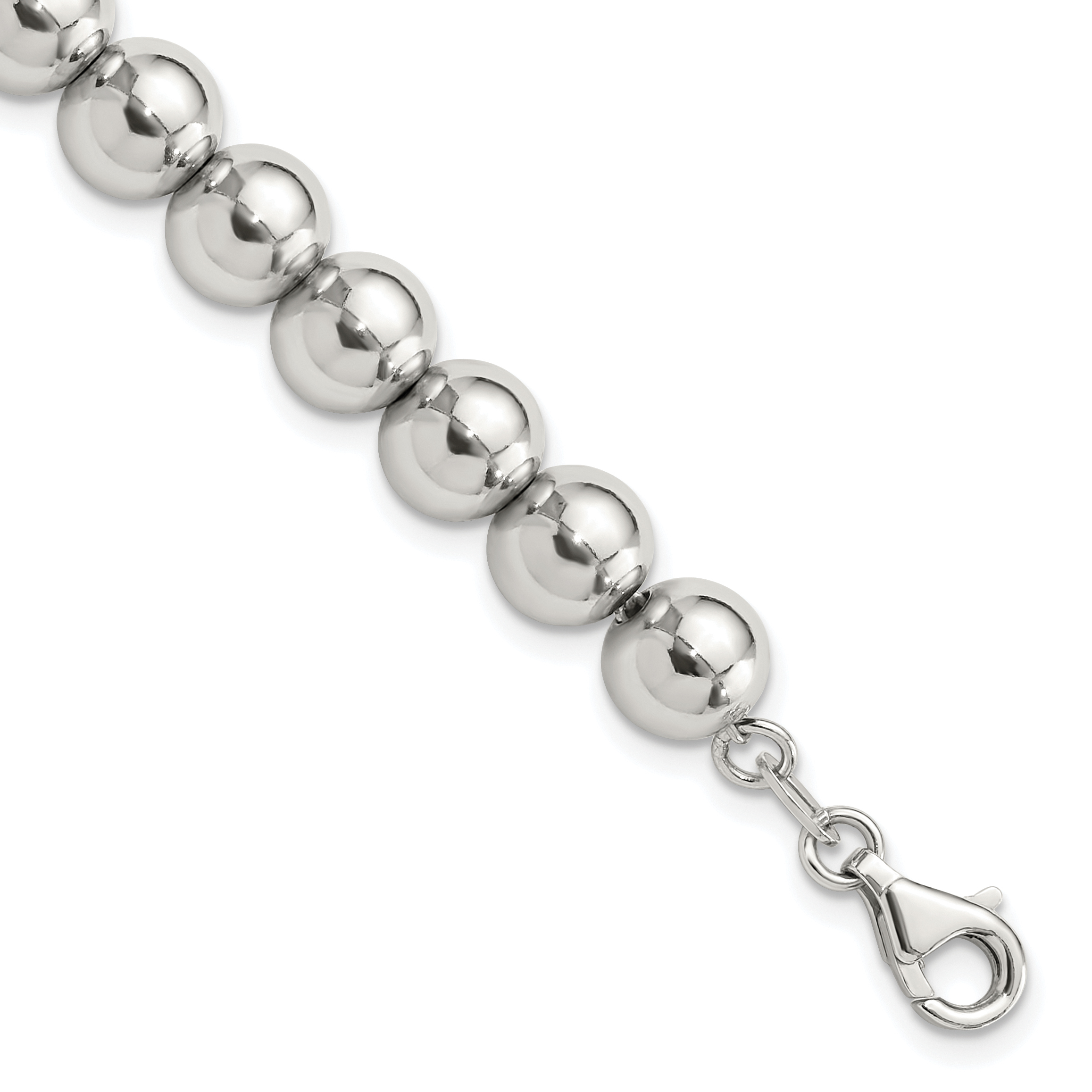 Sterling Silver Rhodium-plated 8mm Beaded 7.5in Bracelet (QG6423-7.5)
