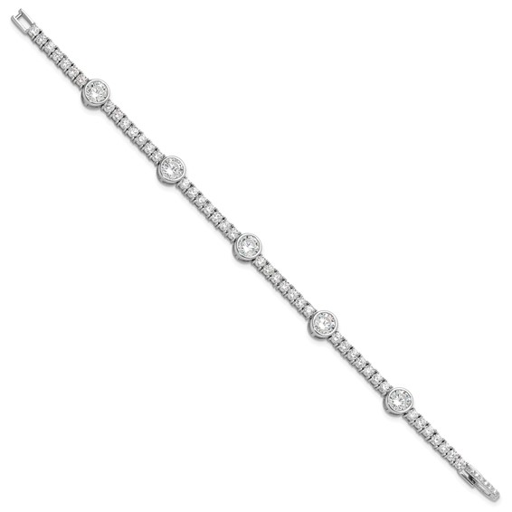 Sterling Silver Rhodium-plated CZ 7in Tennis Bracelet