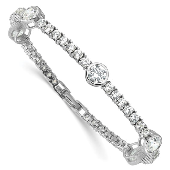 Sterling Silver Rhodium-plated CZ 7in Tennis Bracelet