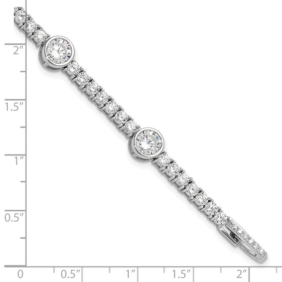 Sterling Silver Rhodium-plated CZ 7in Tennis Bracelet