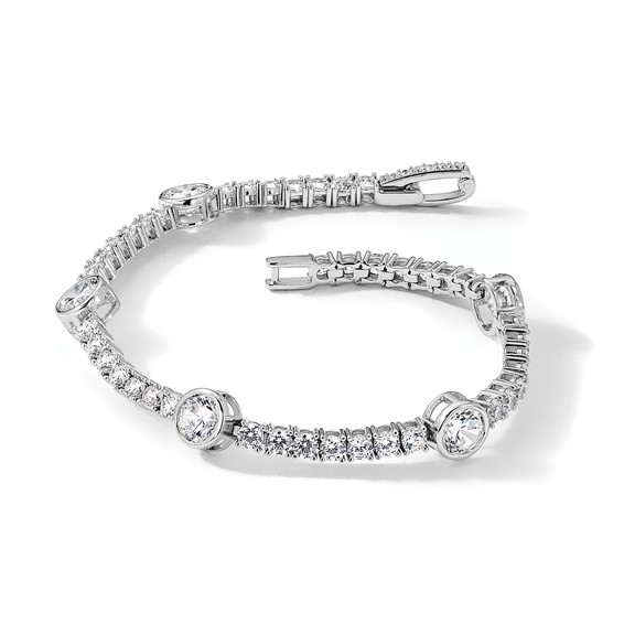 Sterling Silver Rhodium-plated CZ 7in Tennis Bracelet