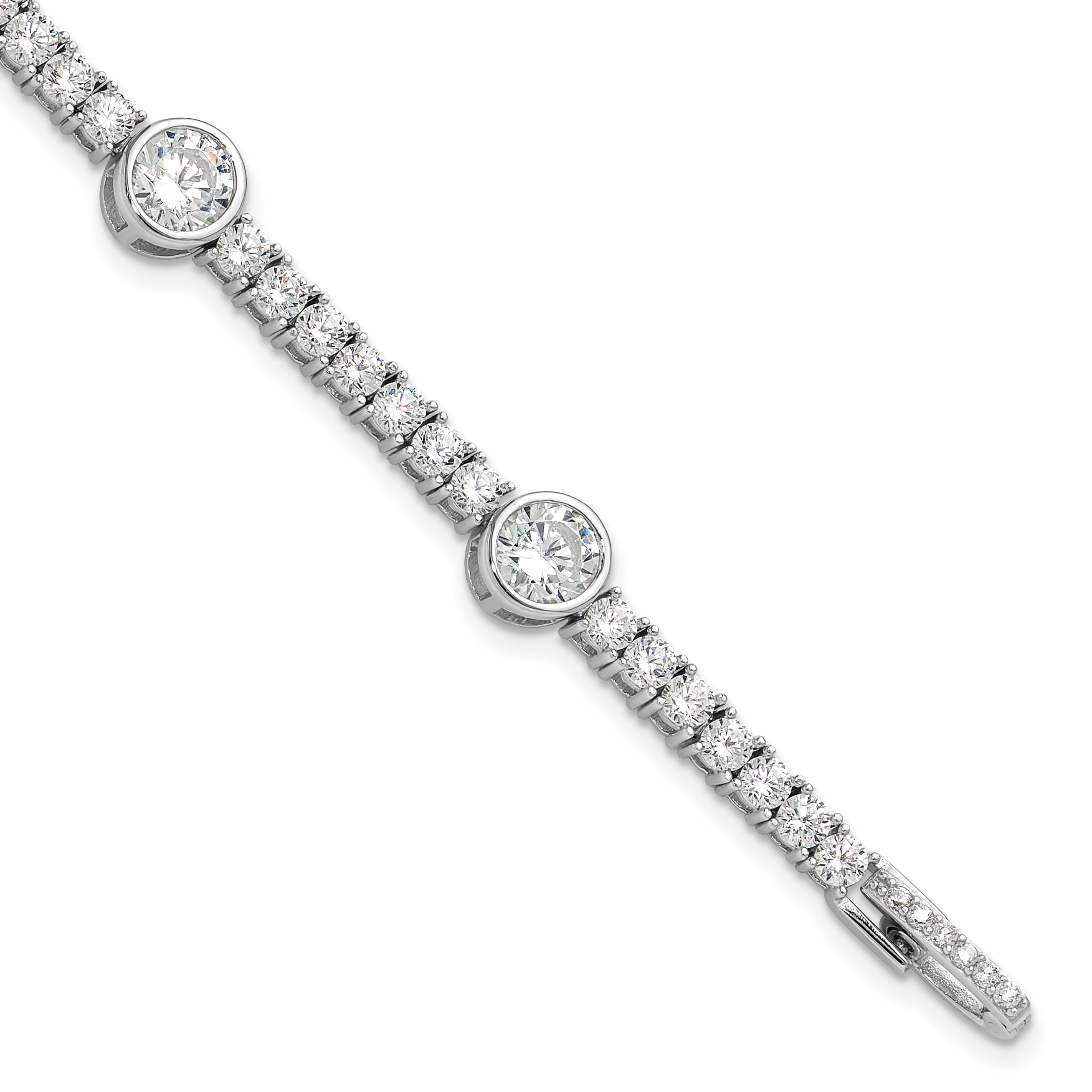 Sterling Silver Rhodium-plated CZ 7in Tennis Bracelet (QG6425-7)