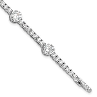 Sterling Silver Rhodium-plated CZ 7in Tennis Bracelet