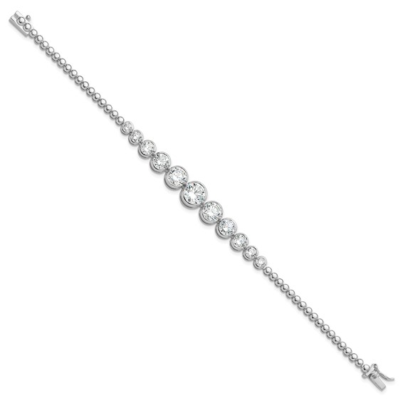 Sterling Silver Rhodium-plated Polished Graduated CZ Bracelet