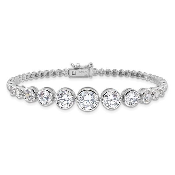 Sterling Silver Rhodium-plated Polished Graduated CZ Bracelet
