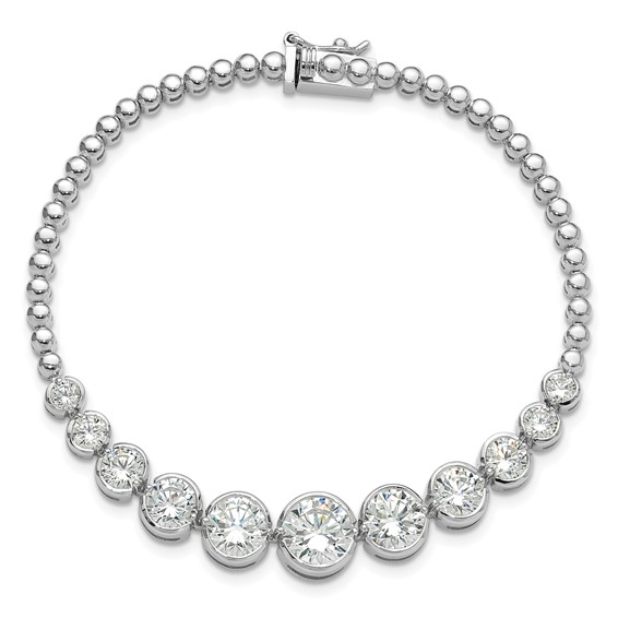 Sterling Silver Rhodium-plated Polished Graduated CZ Bracelet