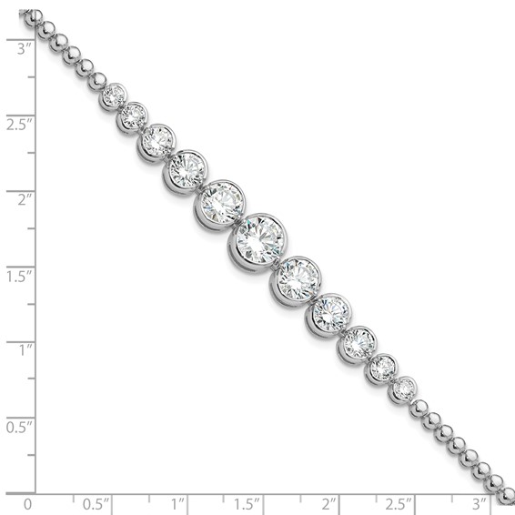 Sterling Silver Rhodium-plated Polished Graduated CZ Bracelet