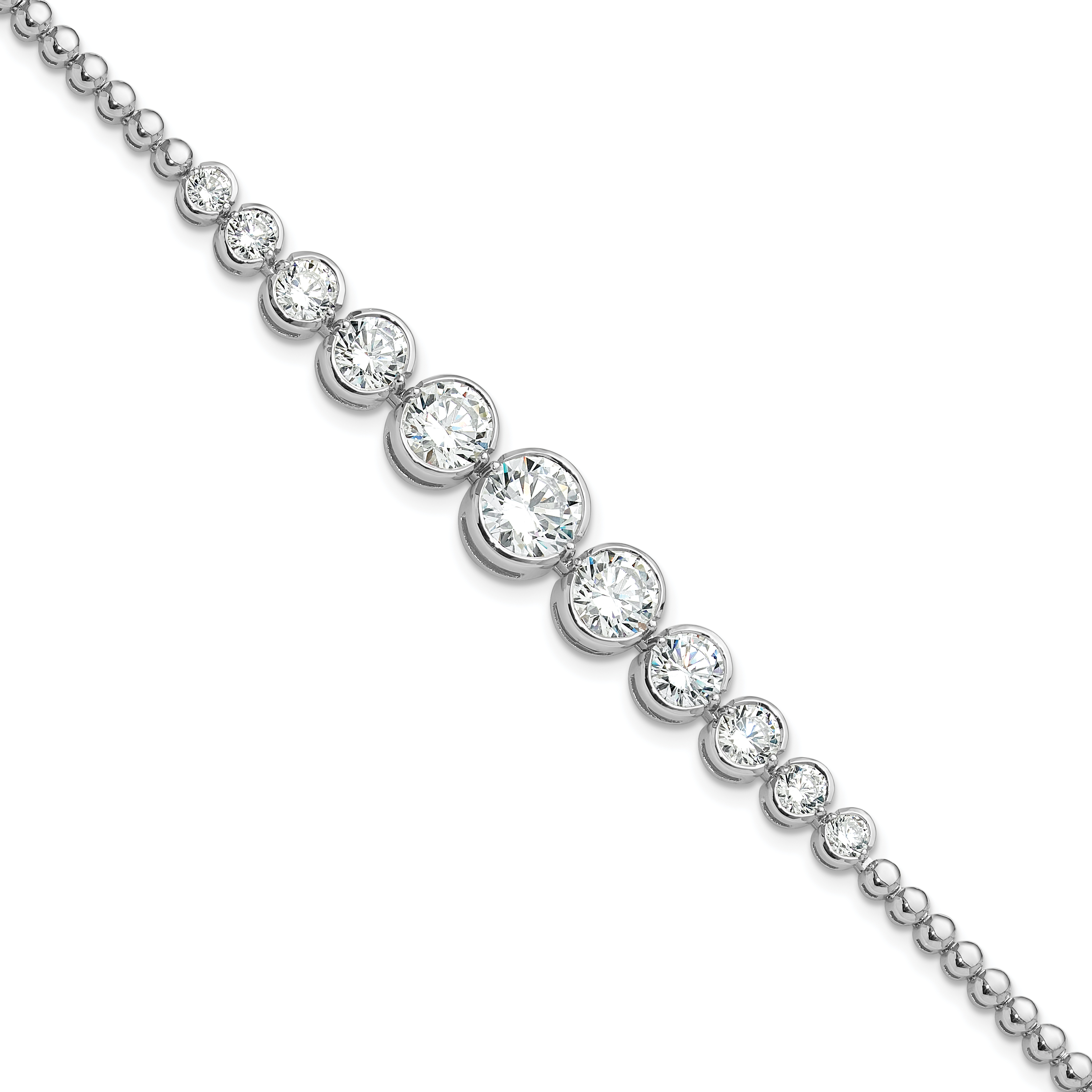 Sterling Silver Rhodium-plated Polished Graduated CZ Bracelet (QG6426-7.25)