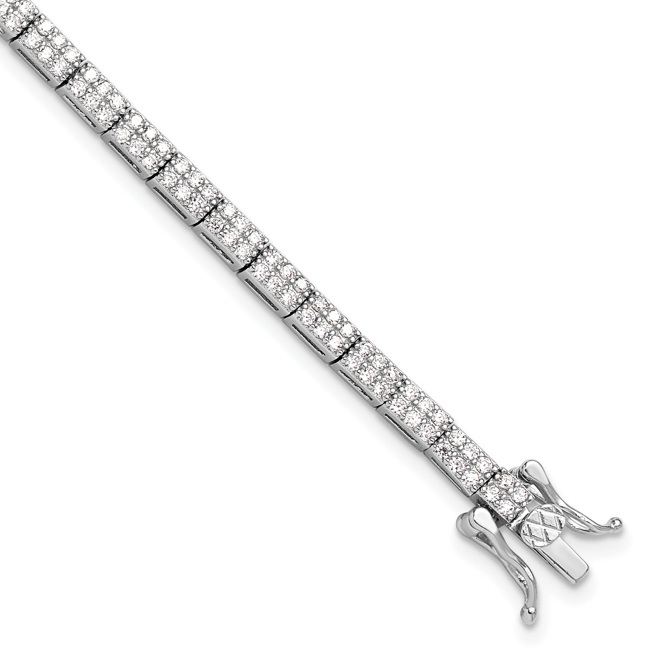 Sterling Silver Rhodium-plated Micro Pave CZ 7.5in Bracelet (QG6427-7.5)