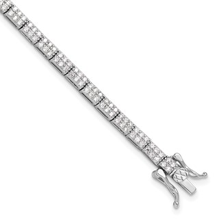 Sterling Silver Rhodium-plated Micro Pave CZ 7.5in Bracelet
