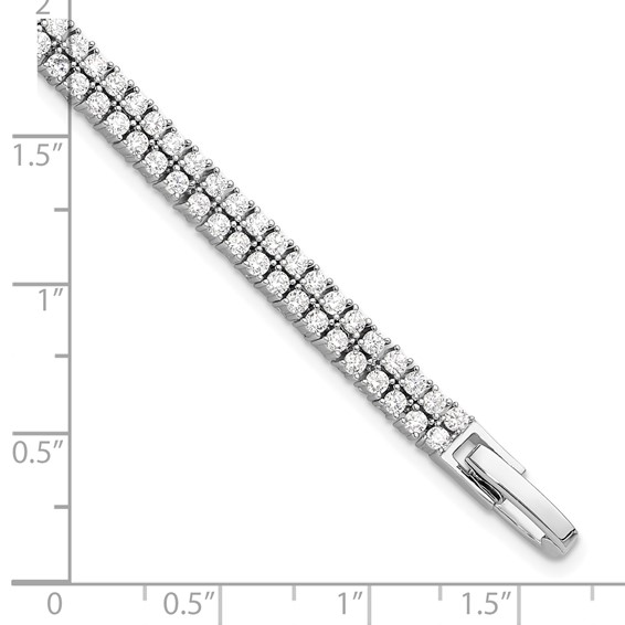 Sterling Silver Rhodium-plated Double Row CZ 7.25in Tennis Bracelet