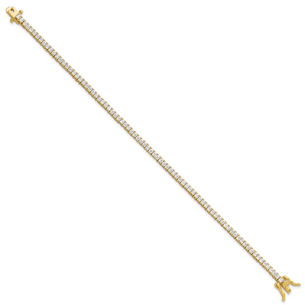 Sterling Silver Gold-tone 3mm Princess Cut CZ 7.75in Tennis Bracelet (QG6430GP-7.75)