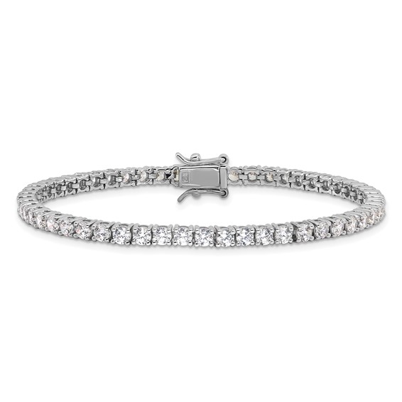 Sterling Silver Rhodium-plated Polished CZ Tennis Bracelet